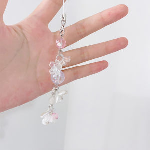 Hmeme Y2K Fashion Sweet Flower Beaded Wind Chime Pendant Cute Phone Charm Strap Keychain Woman Bag Charm Decoration Gifts