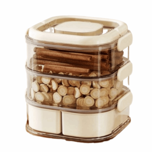 BLACKON Stackable Spice Storage Box Large Capacity Transparent Seasoning Storage Box Portable Moisture Proof Sealed Storage Jars Kitchen Organizer