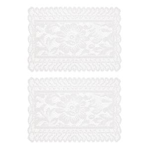 2Pcs Elegant Lace Tablecloths Square Florals Artwork Neutral Tone Sturdy Polyester Home Furnishing Textiles