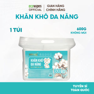 Combo 05 túi khăn vải khô đa năng cao cấp Happy Kids 600G không mùi không chất huỳnh quang an toàn cho bé