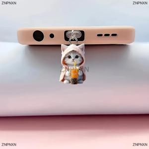 [COD] ZNPNXN Cute 2D Cat Phone Anti Dust Cap Charge Port Plug For IPhone Type C Dust Protection Stopper Accessorie