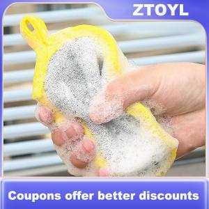 【ZTOYL】 3 10 miếng bọt biển rửa bát đĩa hai mặt bàn chải rửa bát đĩa dụng cụ nhà bếp tái sử dụng làm sạch gia dụng