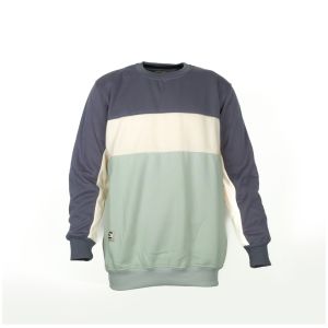 Sweater Crewneck Kombinasi Tiga Warna Pria Motif Polos Couple Distro Brand Lokal Erfolg Kota Bandung Kekinian Sweter Krunek Cowok Terbaru Bahan Fleece Tebal Lengan Panjang Switer Kerah Oblong Warna Mint Light Cream Denim Series M L XL Switer Oblong Jumbo