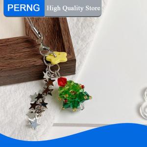 [PERNG] Tehe Y2K Trendy Christmas Tree Keychain Cute Star Tassel Keyring Pendant Ins Style Aesthetic Girly Phone Lanyard Bag Charms Xmas Gift