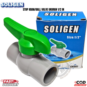 SOLIGEN Stop Kran PVC Ball Valve 1/2 Inch Warna Hijau - Bahan Tebal untuk Sambungan Pipa