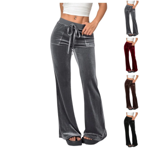 Womens Drawstring Waist Flared Pants Vintage Flared Pants