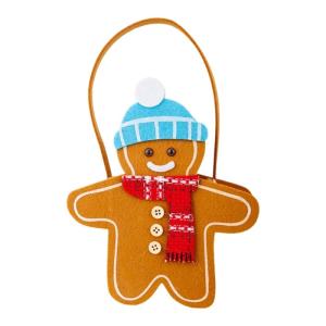 Festival Double Sided Gingerbreads Handheld Bag Durable Cloth Materials Spacious Holiday Gift Storage For Home Office Christmas Decoration
