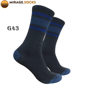 Kaos Kaki Abu Oldschool Garis Biru (4LAYER BENANG) No. G43