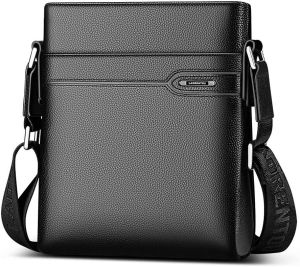 LAORENTOU Mens Genuine Leather Shoulder Bag Business Crossbody Bag for Men Messenger Bags Leather Purse Mens Side Bags