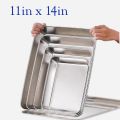 BroBabba Stainless Steel Loyang Rectangular Bakeware Nonstick PansFruit Bread Storage Trays Plate Kitchen Deep. 
