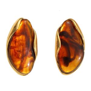 Trendy Geometric Resin Earrings For Women Stainless Steel Lightweight Ear Studs With Plating Stylish