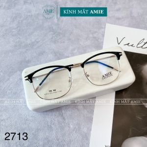 Gọng kính cận nam AMIE Eyewear mắt kính tròn gọng kim loại thiết kế đơn giản sang trọng thời trang 2713