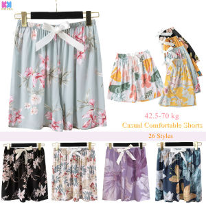 ฉบับภาษาเกาหลีพิมพ์ดอกไม้สวมใส่กางเกงขาสั้น 2021 ฤดูร้อนใหม่หลวมสบายๆขากว้างกางเกงขาสั้นกางเกงนอนสตรีฤดูร้อน Plus-