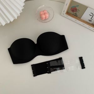 INTIMA Underwire Push Up Invisible Strapless Bra for Women Seamless Underwear Plain Color Non-slip Backless Bralette Wedding Party Brassiere