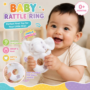 Baby Rattle Toy Organic Cotton Teething Grip Ring Crinkle Sound Newborn Soothing Infant Toy
