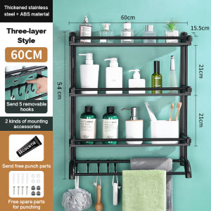 Multifunctional Large Capacity Bathroom Rack Stainless Steel Bathroom Towel Rack Shelf Shampoo Rack Large Toilet Washroom Rak Tandas Syampu Rak