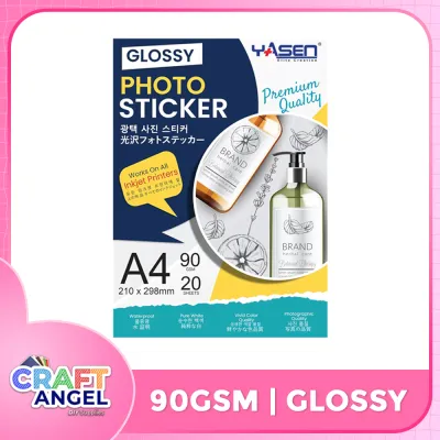 Yasen 20 Sheets Photo Sticker Paper Waterproof A4 Size 90GSM/135GSM/150GSM Sticker Labels Paper Self Adhesive Sticker
