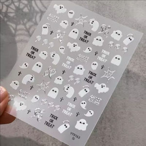 Dorisna Shiny Halloween Bat Pumpkin Ghost Spider Skull Nail Art Stickers 3D Relief Kawaii Cartoon Halloween Nail Decals