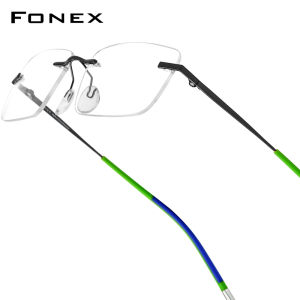 FONEX B Titanium Glasses Frame Men Brand Design Rimless Square Eyeglasses Women Frameless Ultralight Japanese Austria Custom Myopia Optical Prescription Eyewear 85900