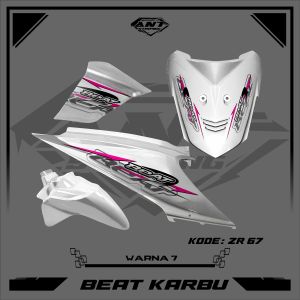 Striping Stiker Motor Beat Karbu 2008-2012 Semifull [ZR 67] Bahan Transparan Sinpel Keren