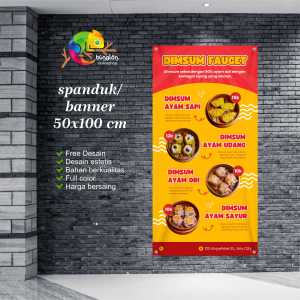 Cetak Spanduk Banner Merah Kuning Lucu Estetik Menu Makanan