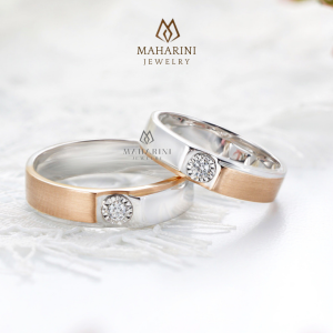 Cincin Tunangan Sepasang Kawin Nikah Emas Palladium Platinum Emas Perak MH99