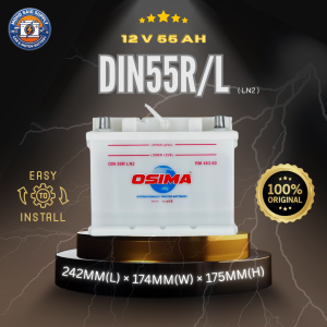 OSIMA DIN55 / DIN55L / DIN55R Wet Car Battery | Bateri Kereta | Proton X50 Satria Persona Forte XC90