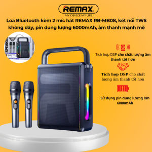 Loa Karaoke Bluetooth Remax RB-MB08. Kèm 2 Micro Công suất lớn 60W – âm thanh to rõ phủ không gian rộng