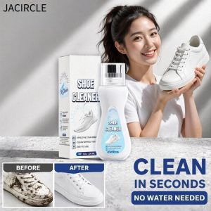 JACIRCLE Shoe Cleaner Whitener With Built In Brush Head Foaming No Rinse Sneaker White Shoes Care