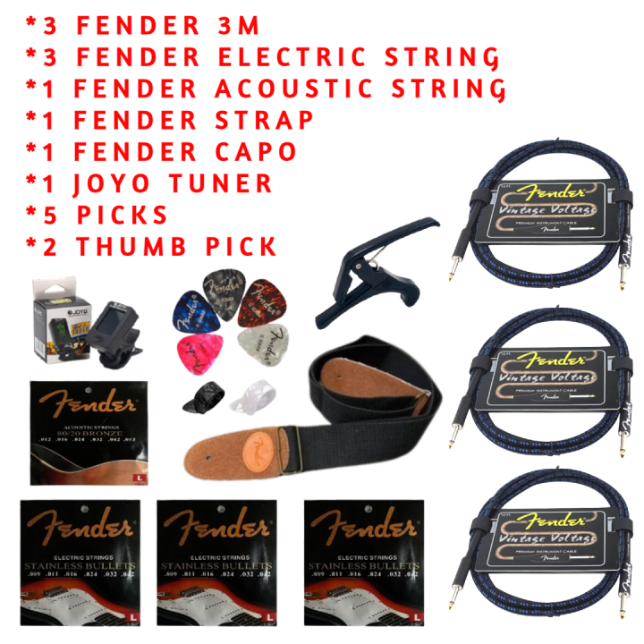Fender Package ( 3 Fender 3m, 3 Fender Electric String, Fender Acoustic ...
