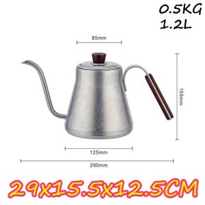 xpkQ Stainless Steel Coffee Pots Slender Spout Heat-insulating Handle Manual Coffee Pot Matte Finish Vintage Style Durable Coffeeware R6P8Q