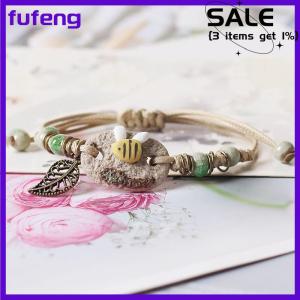 fufeng Handmade Sunflower Leaf Bracelet Boho Adjustable Jewelry For Women Vintage Ethnic Gift