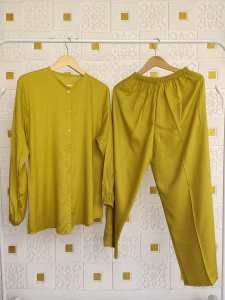 Setelan Wanita One Set Rayon Pajamas Tangan Panjang PIYAMA OBLONG PAJAMAS RAYON POLOS SETCEL
