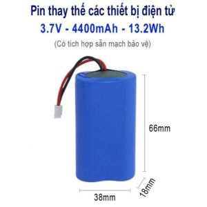 PIN SẠC 18650 3.7V 4400mAh JACK 2.54 (CÓ MẠCH BẢO VỆ) THÍCH HỢP CHO LOA BLUETOOTH ĐÈN LED MẶT TRỜI MICRO KARAOKE