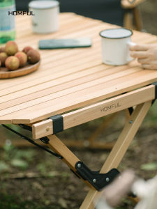 HOMFUL【COD】 กลางแจ้งไม้ Star Anise ไข่ม้วนตารางพับตารางแบบพกพาลานบาร์บีคิว self - ขับรถโต๊ะปิกนิก OT0073