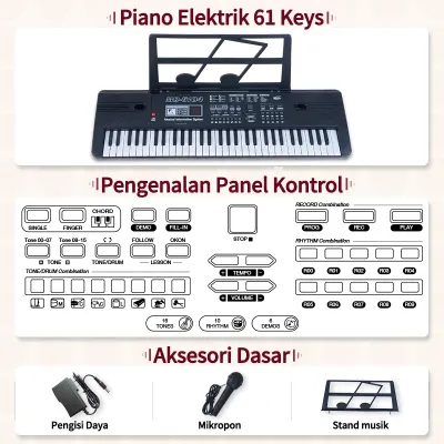 Multifungsi organ elektronik 61 Keys / 3-6-12 tahun piano profesional keyboard kecil / Organ Elektronik Siswa