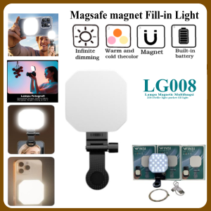 Magnetic Mini LED Selfie Portable Lighting 3 Color Dual Holder Clip / Magnetic Lampu Videografi Fotografi Handphone Jepit