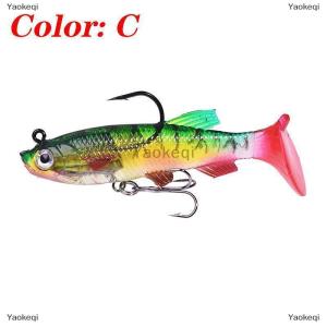 [COD] Yaokeqi T-tail Soft Bait Package Lead Bait Bait Set 7.5cm 12g Fishing Cocked Mouth Bass Bionic Double Hook Road Sub-bait