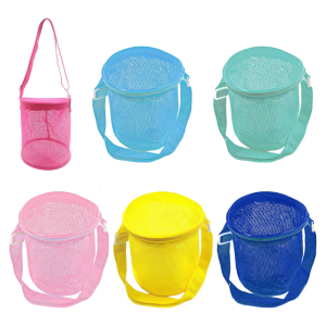 Sand Storage Bag Adjustable Shoulder Strap Sturdy Mesh Organizers for Family Beach Trip and Kids Toy