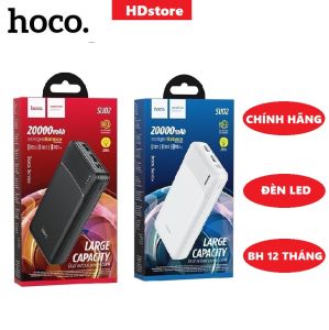 sạc dự phòng hoco 20000 mah chính hãng 2 cổng ra đèn led bảo hành 1 năm