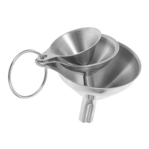 Mobestech 1 Set Stainless Steel Funnel Set Funnel for Filling Bottles Essential Oil Filter Cooking Oil Dispenser Olive Strainer Home Supplies Wine Accessory Stainless Steel Silver