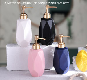 Modern Porcelain Bathroom Kitchen Shampoo Bottle & Ceramic Liquid Soap Lotion Dispenser