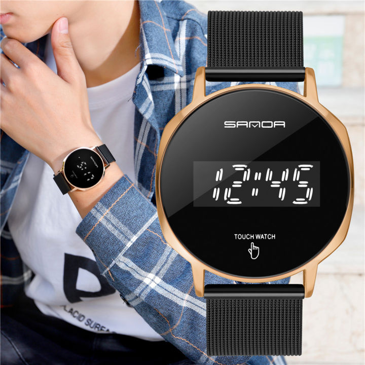 SANDA Men LED Digital Watch Male Touch Screen LED Display Sport Wristwatch Stainless Mesh Strap Waterproof Date Men Clock Lazada PH