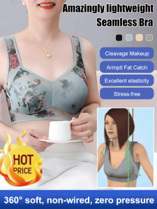 Lingerie Printed Gathering Bra Underwear Vest Weightlessness Nonmarking Lace Without Steel Ring