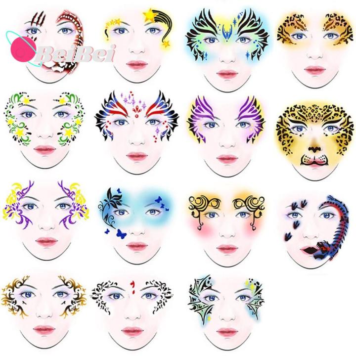 BEIBEI Cartoon Face Paint Template White Animal Print Face Tattoo Face