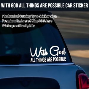 With God All Things Are Possible Sticker For Car Accessories Waterproof Car Decorative Stickers Computer Window All Possible Stickers