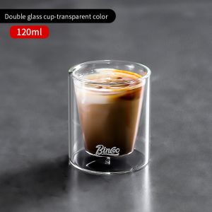 Bincoo cốc cà phê thủy tinh hai lớp Espresso Mug cà phê mugsfor hộ gia đình và văn phòng 120ml
