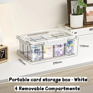 SG RumahHome® Transparent card deck box 4 Removable Card Slots 12 Sorting Compartments Holding 1800+ Cardsfor Collection Cards Storage and Display