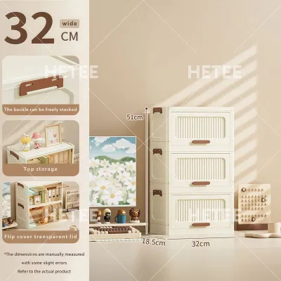 HETEEMALL Foldable Storage Cabinet with Magnetic Doors Stackable Plastic Wardrobe Organizer for Clothes Toys Snacks Space Saving Durabox for Bedroom Kitchen