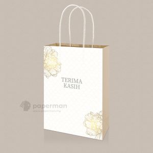 Store Age [50pcs] PROMOSI Love Floral Flower Printed Thank You Bag Wedding Bag Bag Kahwin